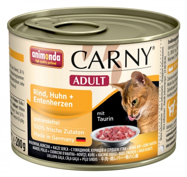 Animonda Carny Cat - Dose Adult Rind & Huhn & Entenherzen 200g