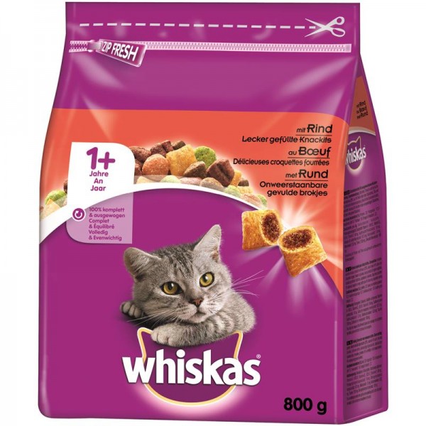 Whiskas Trocken Adult 1+ mit Rind 800g