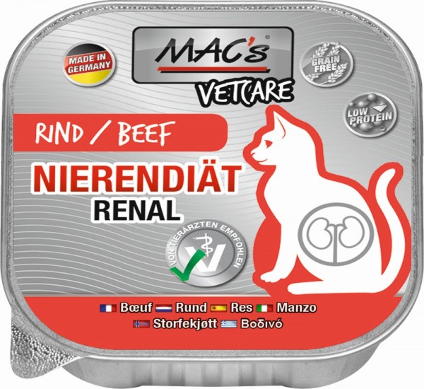 MACs Cat Vetcare Rind Nierendiät - 100g Schale