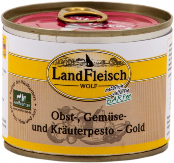LandFleisch Barf Wolf Obst-, Gemüse & Kräuterpesto Gold, 200g Dose