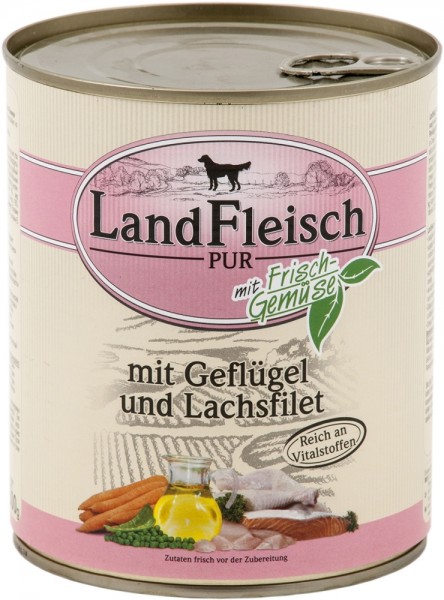 Landfleisch Dog Geflügel & Lachsfilet - 800g Dose