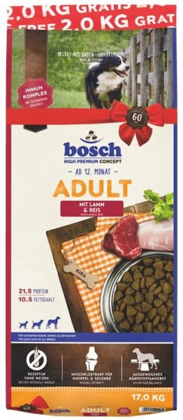 Bosch Adult Lamm & Reis 15 kg (+ 2 kg gratis)
