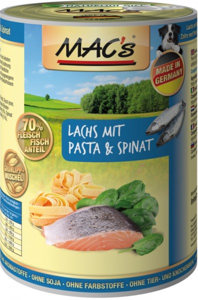 MACs Dog Lachs, Pasta & Spinat - 400g Dose