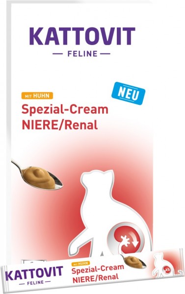 Kattovit Feline Diet Niere / Renal mit Huhn Spezial-Cream 6x15g Portionsbeutel