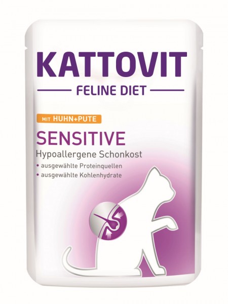 Kattovit Feline Diet - Sensitive mit Huhn & Pute - 85g Frischebeutel