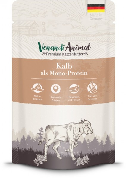 Venandi Animal Premium Katzennassfutter mit Kalb als Monoprotein 125g Frischebeutel