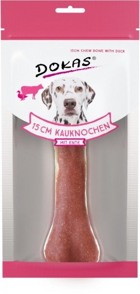 *** Dokas Hunde Snack 15 cm Kauknochen mit Ente 1 Stück [*** AUSLAUFARTIKEL]