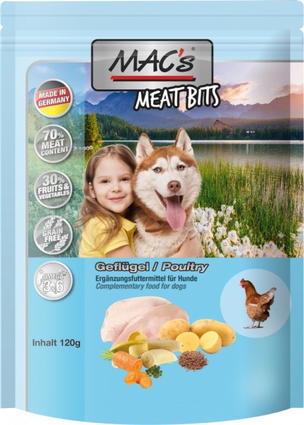 MACs Dog Meat Bits Geflügel - 120g Frischebeutel
