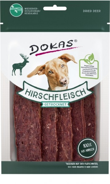Dokas Hunde Snack Hirschfleisch getrocknet 60g