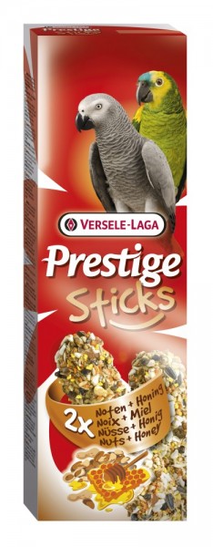 Versele-Laga Prestige Sticks Papageien Nüsse & Honig - 2 Stück -140g Frischepack