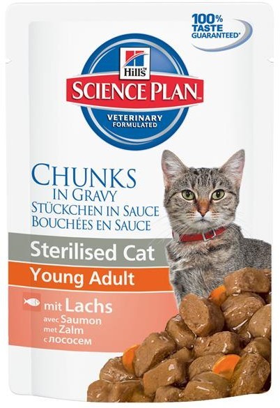 Hills Science Plan Katze Young Adult Sterilised Cat Lachs - 85g Frischebeutel