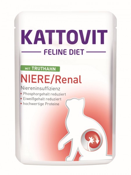 Kattovit Feline Diet - Niere/Renal mit Truthahn - 85g Frischebeutel