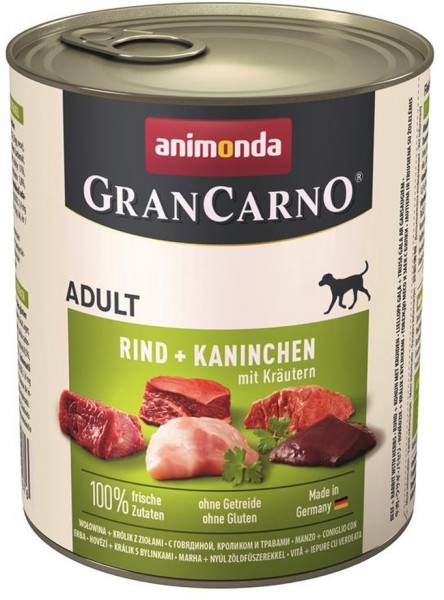 Animonda GranCarno Dog - Dose Adult Rind, Kaninchen & Kräuter 800g